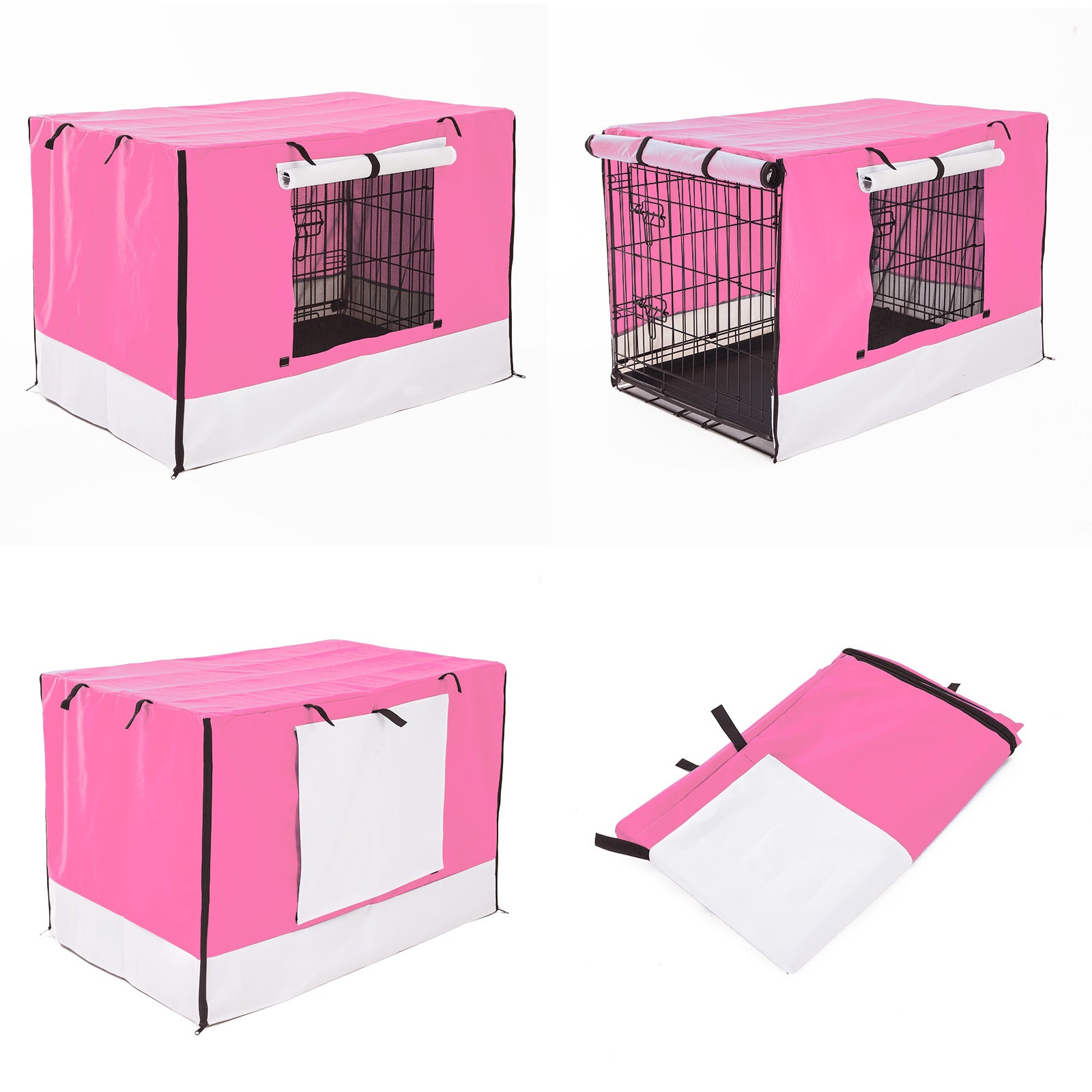 Dog Playpens & Gates: Cage Cover Enclosure for Wire Dog Cage Crate 24in PINK