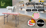 Dog Grooming Supplies: Paw Mate Pet Grooming Salon Table 97cm Adjustable Foldable Mobile Dog Cat for Commercial PINK