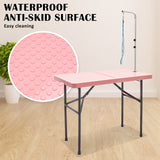 Dog Grooming Supplies: Paw Mate Pet Grooming Salon Table 97cm Adjustable Foldable Mobile Dog Cat for Commercial PINK