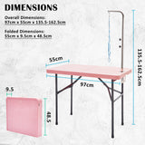 Dog Grooming Supplies: Paw Mate Pet Grooming Salon Table 97cm Adjustable Foldable Mobile Dog Cat for Commercial PINK