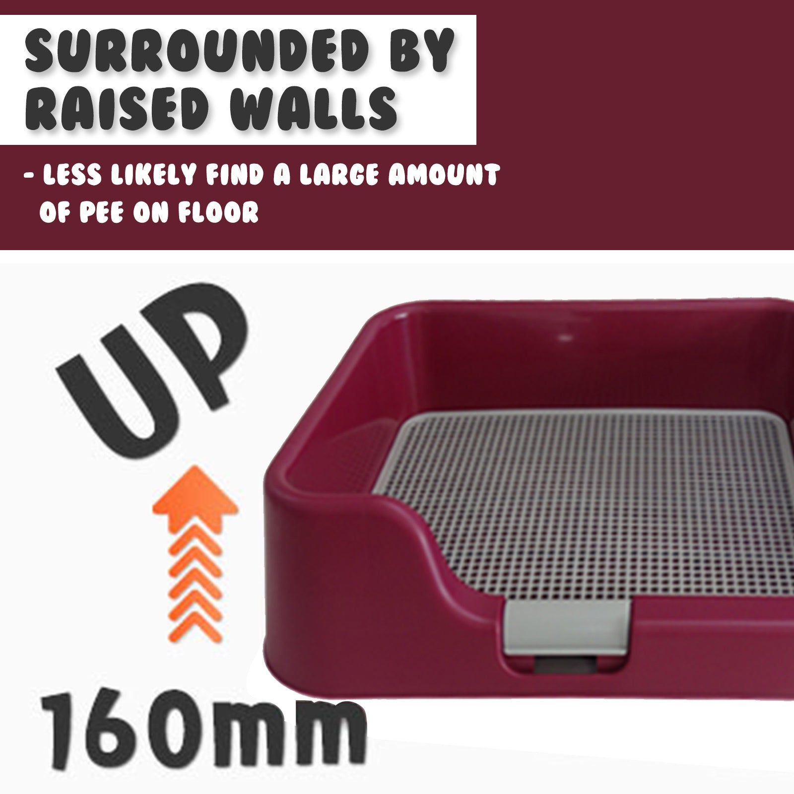 Dog Training Aids: Dog Pet Potty Tray Training Toilet Raised Walls T1 WINE