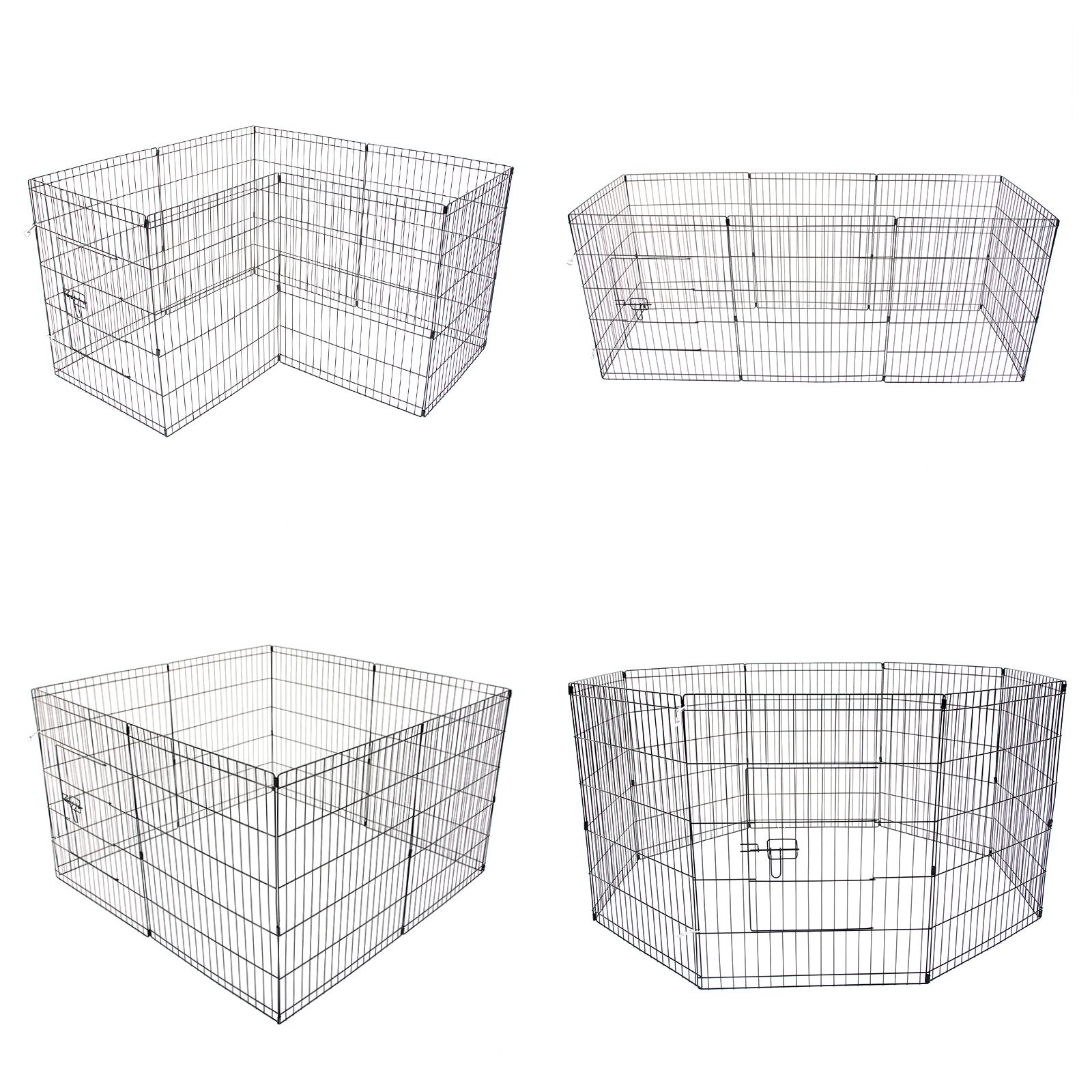 Dog Playpens & Gates: Pet Playpen Foldable Dog Cage 8 Panel 30in with Cover