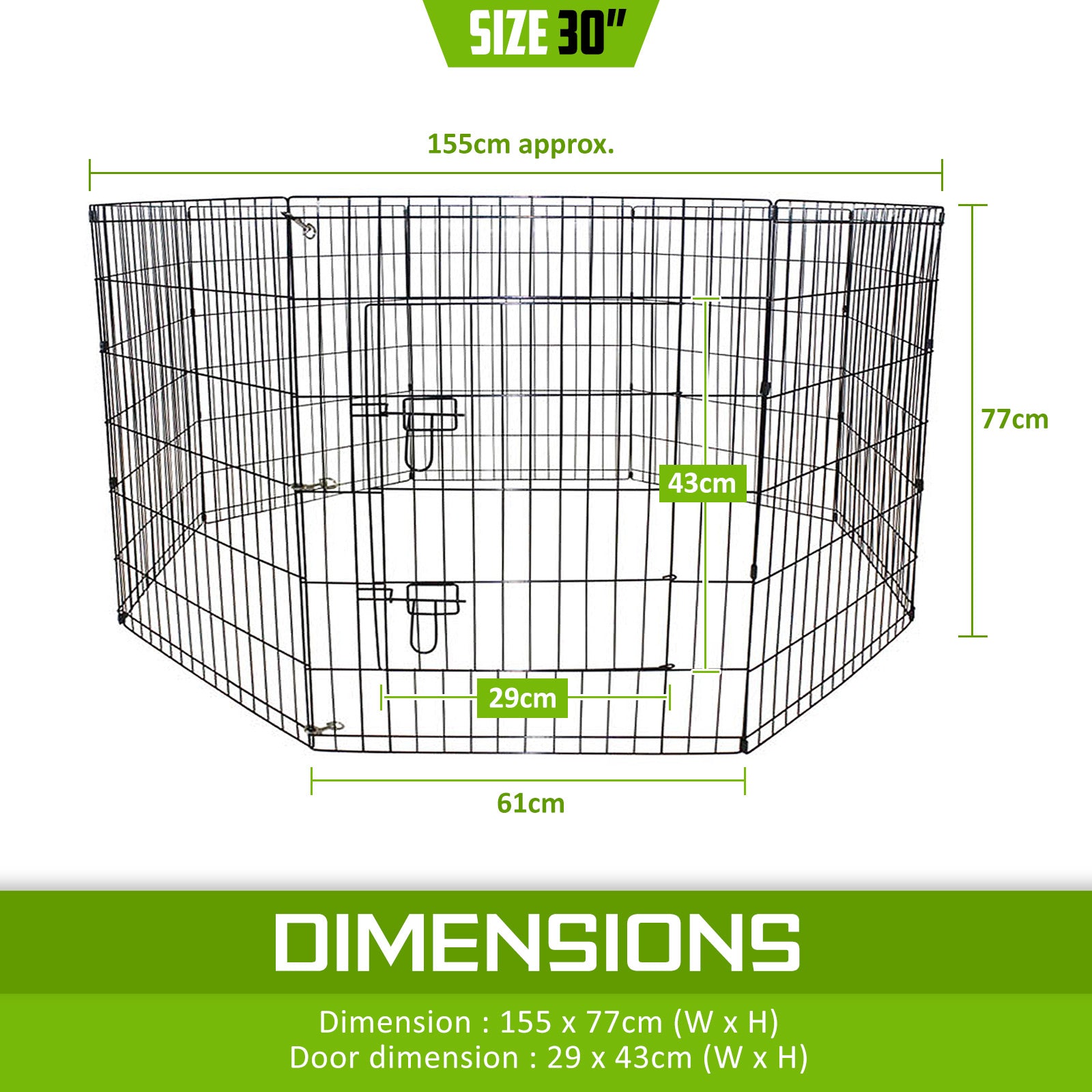 Dog Playpens & Gates: Pet Playpen Foldable Dog Cage 8 Panel 30in with Cover
