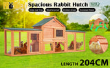 Coop & Hutch Accessories: Rabbit Hutch Chicken Coop 204 x 45 x 85cm 2 Storey Cage Mansion