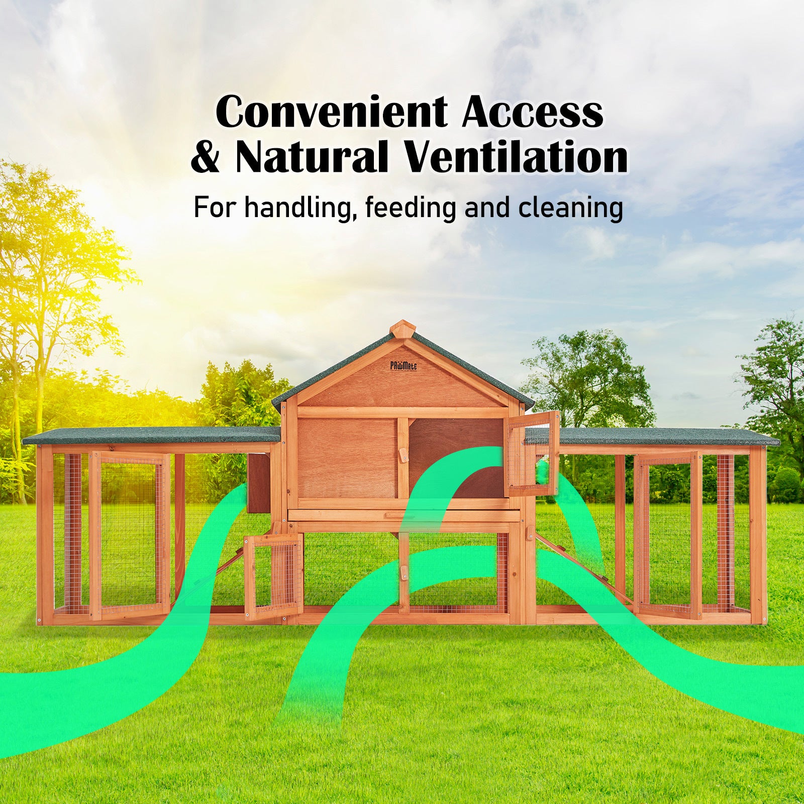 Coop & Hutch Accessories: Rabbit Hutch Chicken Coop 204 x 45 x 85cm 2 Storey Cage Mansion