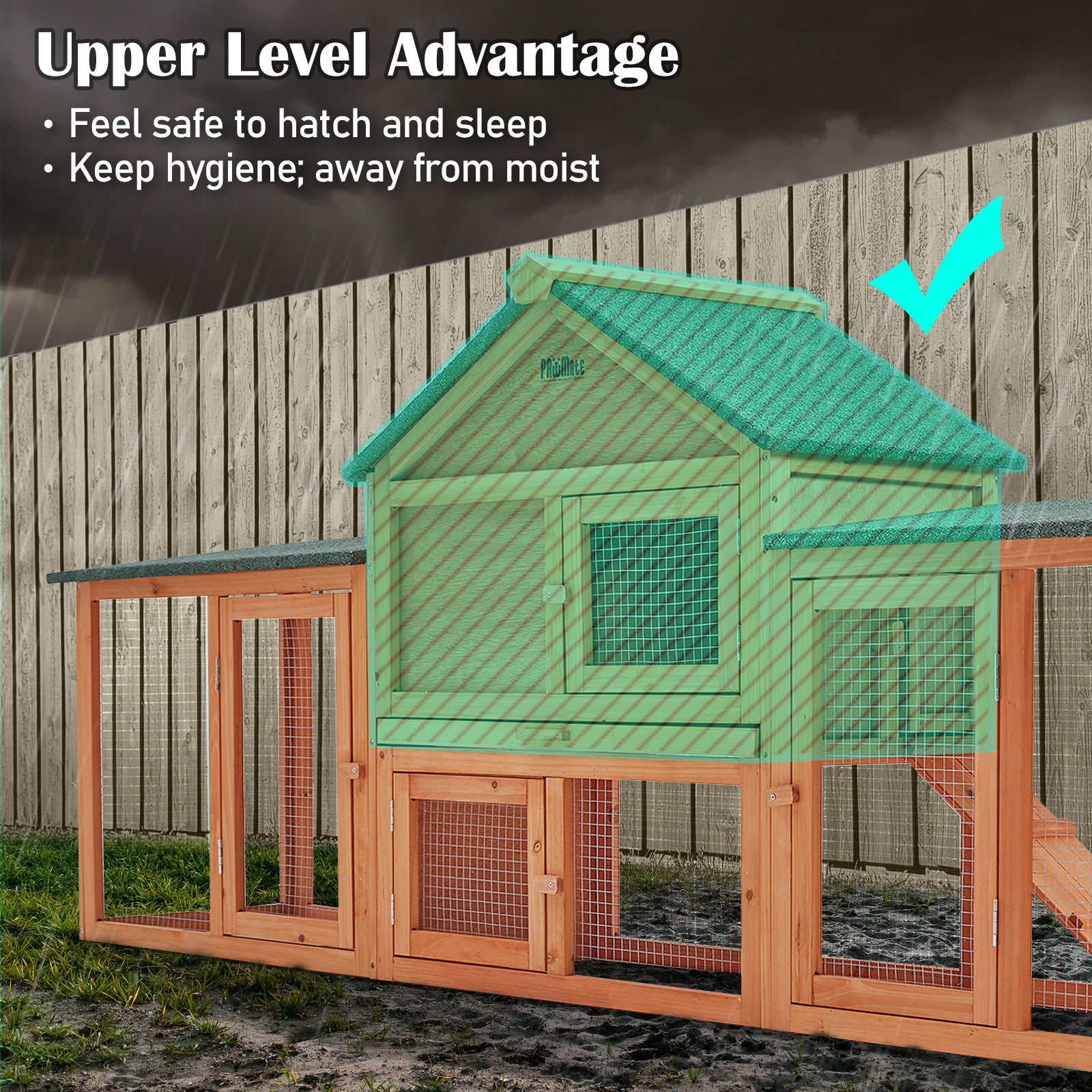 Coop & Hutch Accessories: Rabbit Hutch Chicken Coop 204 x 45 x 85cm 2 Storey Cage Mansion