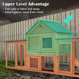 Coop & Hutch Accessories: Rabbit Hutch Chicken Coop 204 x 45 x 85cm 2 Storey Cage Mansion