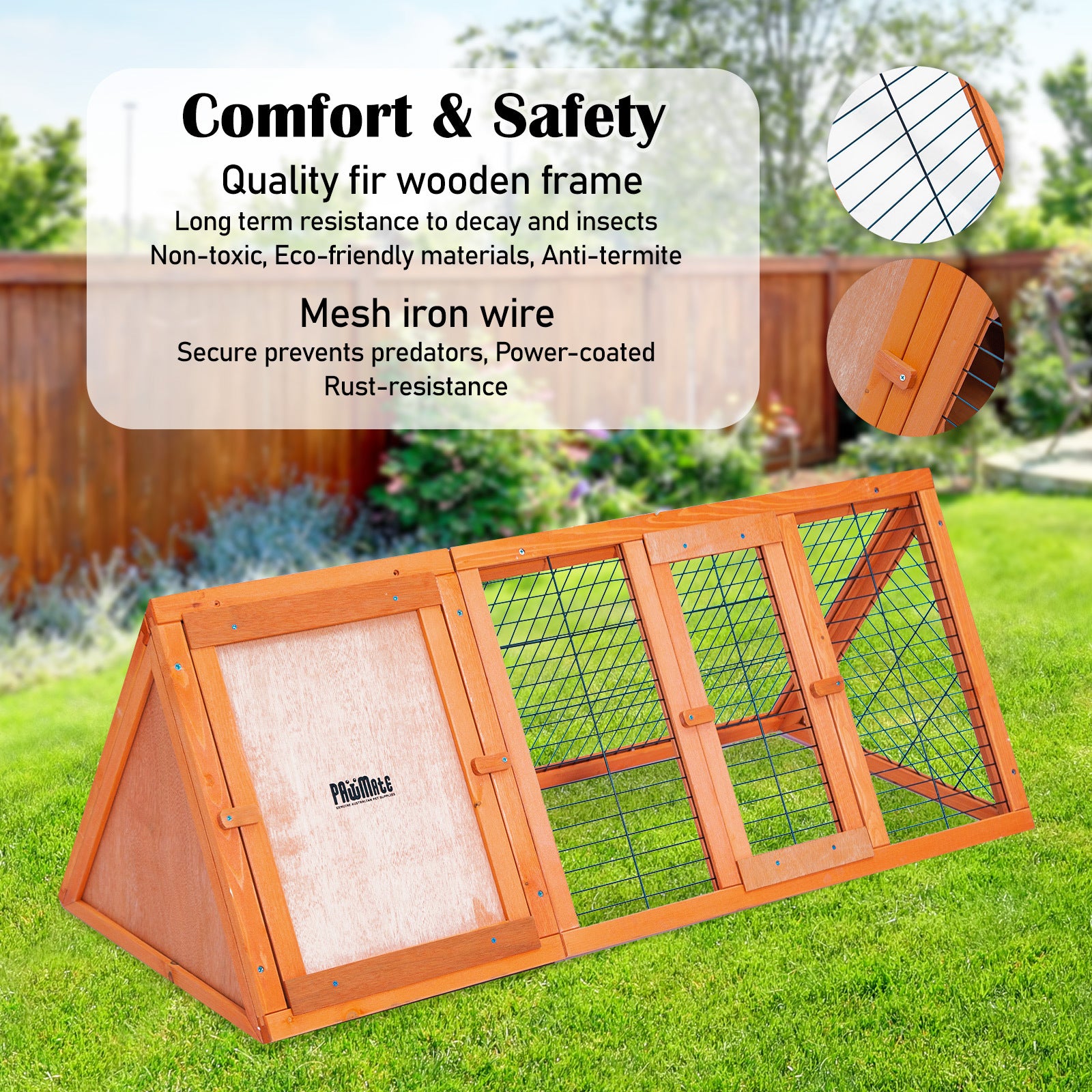 Coop & Hutch Accessories: Rabbit Hutch Chicken Coop 118 x 50 x 45cm Triangle Cage Run Ester