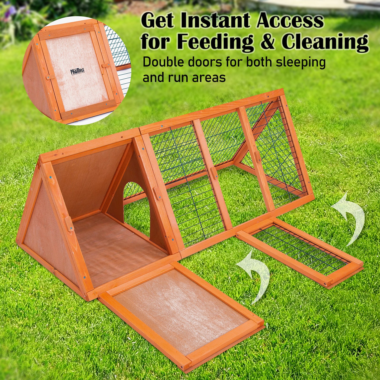 Coop & Hutch Accessories: Rabbit Hutch Chicken Coop 118 x 50 x 45cm Triangle Cage Run Ester
