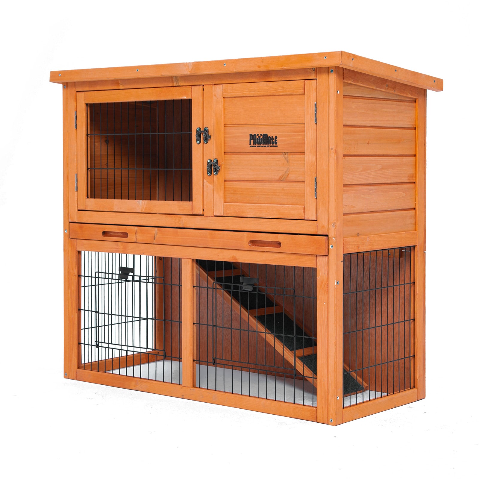 Coop & Hutch Accessories: Rabbit Hutch Chicken Coop 92 x 45 x 82cm 2 Storey Cage Run Aria