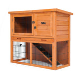 Coop & Hutch Accessories: Rabbit Hutch Chicken Coop 92 x 45 x 82cm 2 Storey Cage Run Aria