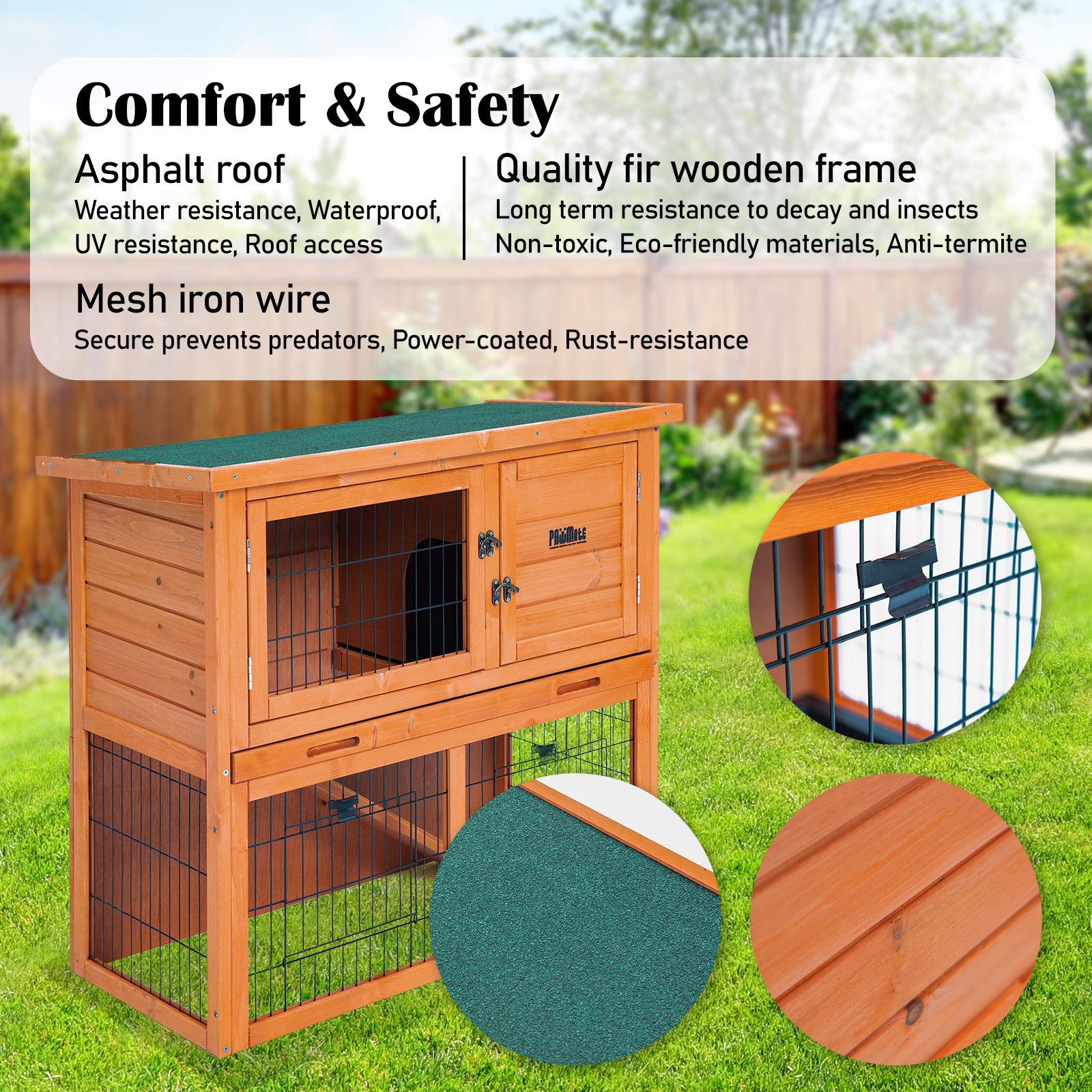 Coop & Hutch Accessories: Rabbit Hutch Chicken Coop 92 x 45 x 82cm 2 Storey Cage Run Aria