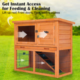 Coop & Hutch Accessories: Rabbit Hutch Chicken Coop 92 x 45 x 82cm 2 Storey Cage Run Aria