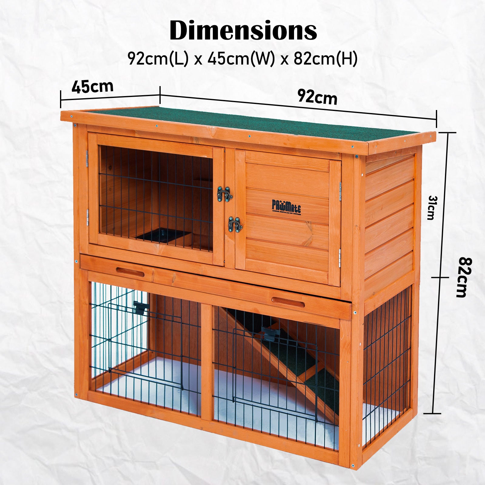 Coop & Hutch Accessories: Rabbit Hutch Chicken Coop 92 x 45 x 82cm 2 Storey Cage Run Aria