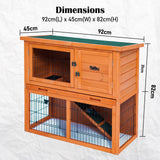 Coop & Hutch Accessories: Rabbit Hutch Chicken Coop 92 x 45 x 82cm 2 Storey Cage Run Aria