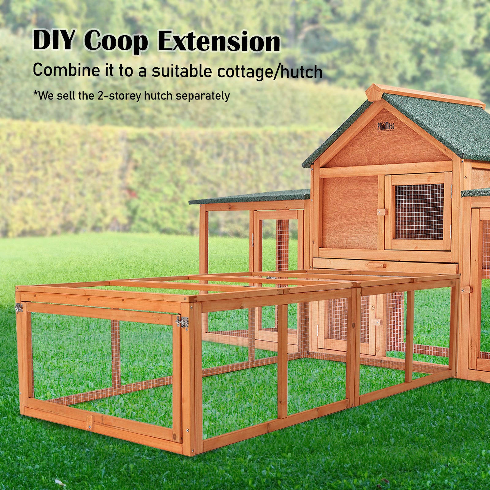 Coop & Hutch Accessories: Paw Mate Chicken Coop Rabbit Hutch Extension Run 180 x 90 x 48cm Runey