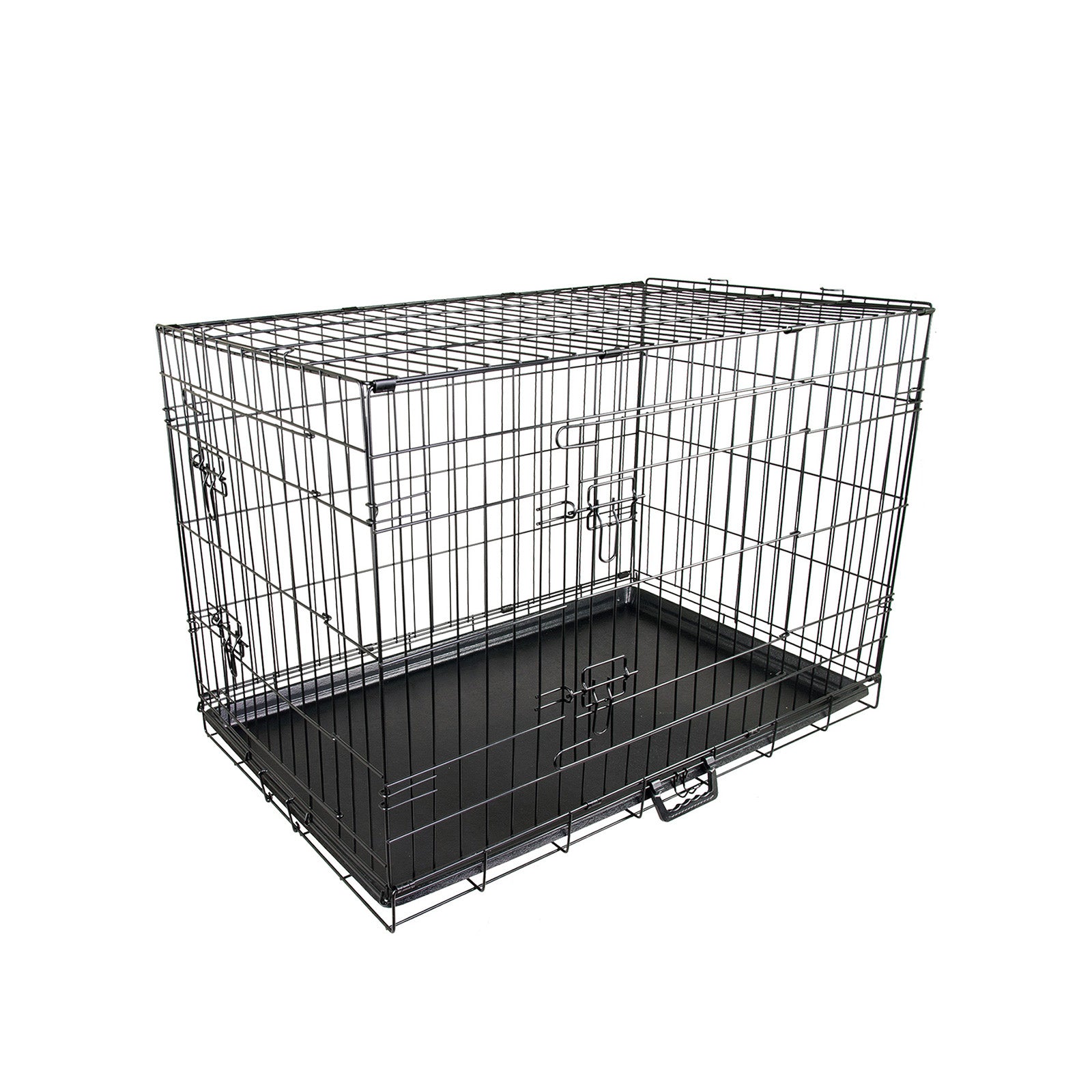 Dog Playpens & Gates: Wire Dog Cage Foldable Crate Kennel 24in with Tray