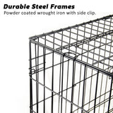 Dog Playpens & Gates: Wire Dog Cage Foldable Crate Kennel 24in with Tray