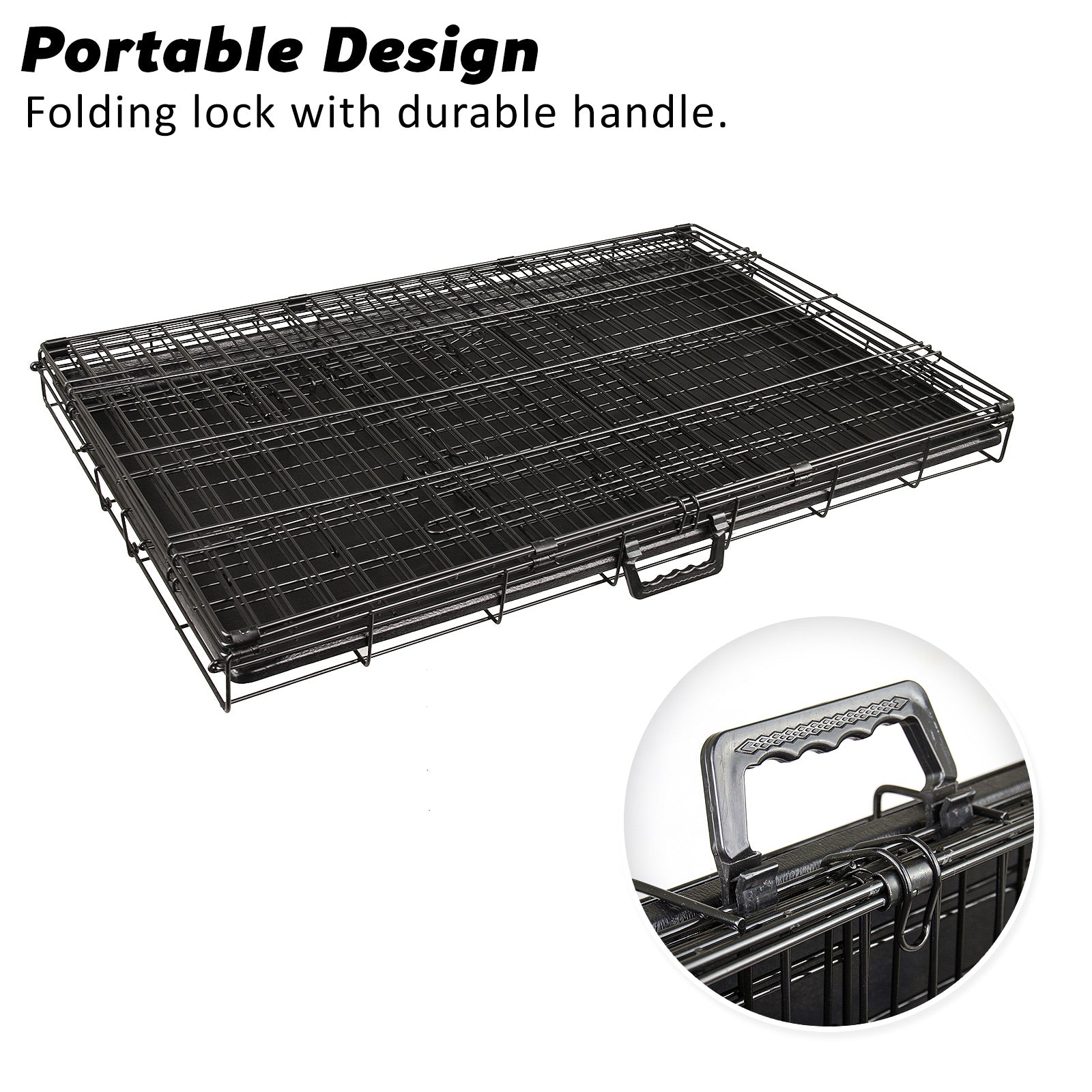 Dog Playpens & Gates: Wire Dog Cage Foldable Crate Kennel 24in with Tray