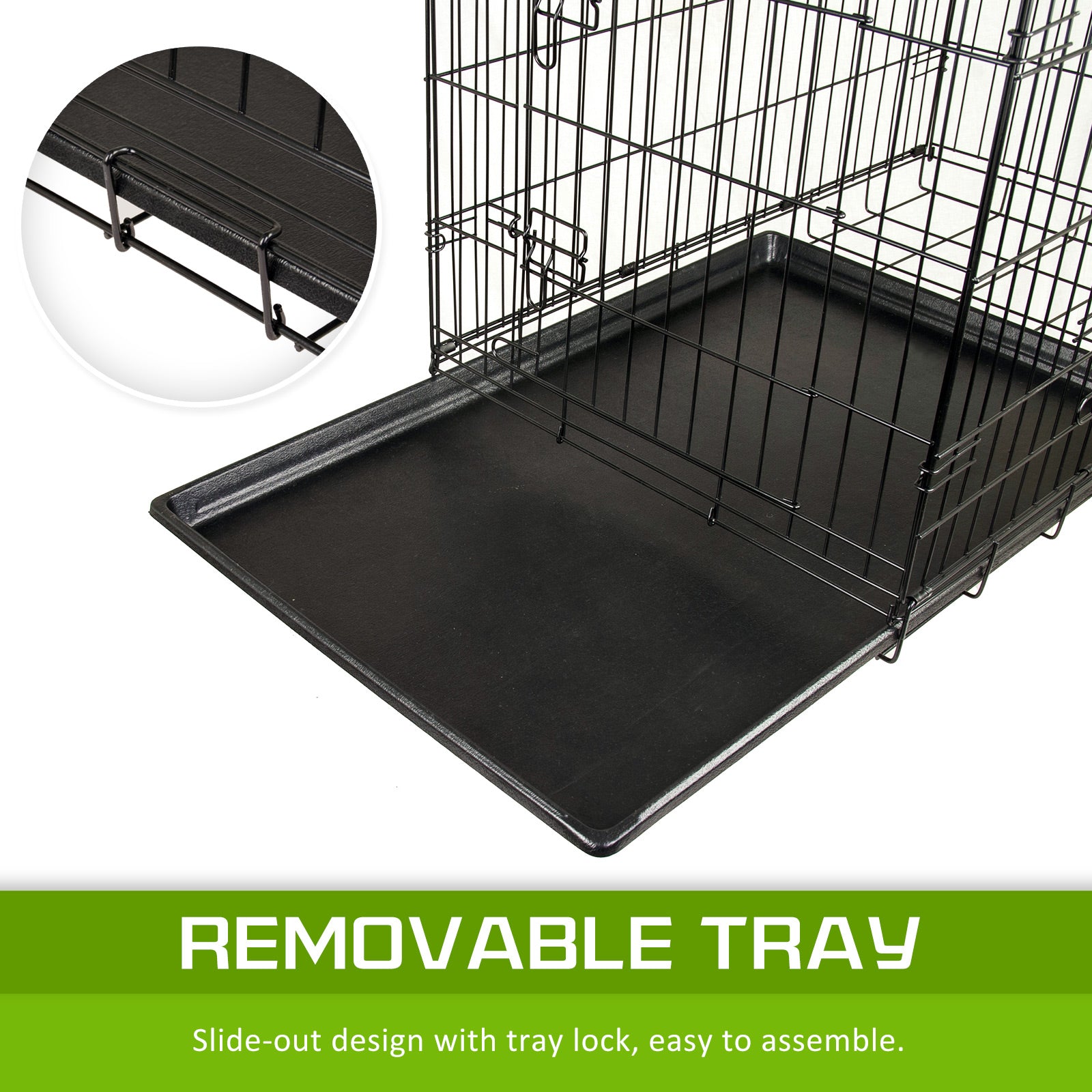 Dog Playpens & Gates: Wire Dog Cage Foldable Crate Kennel 30in with Tray