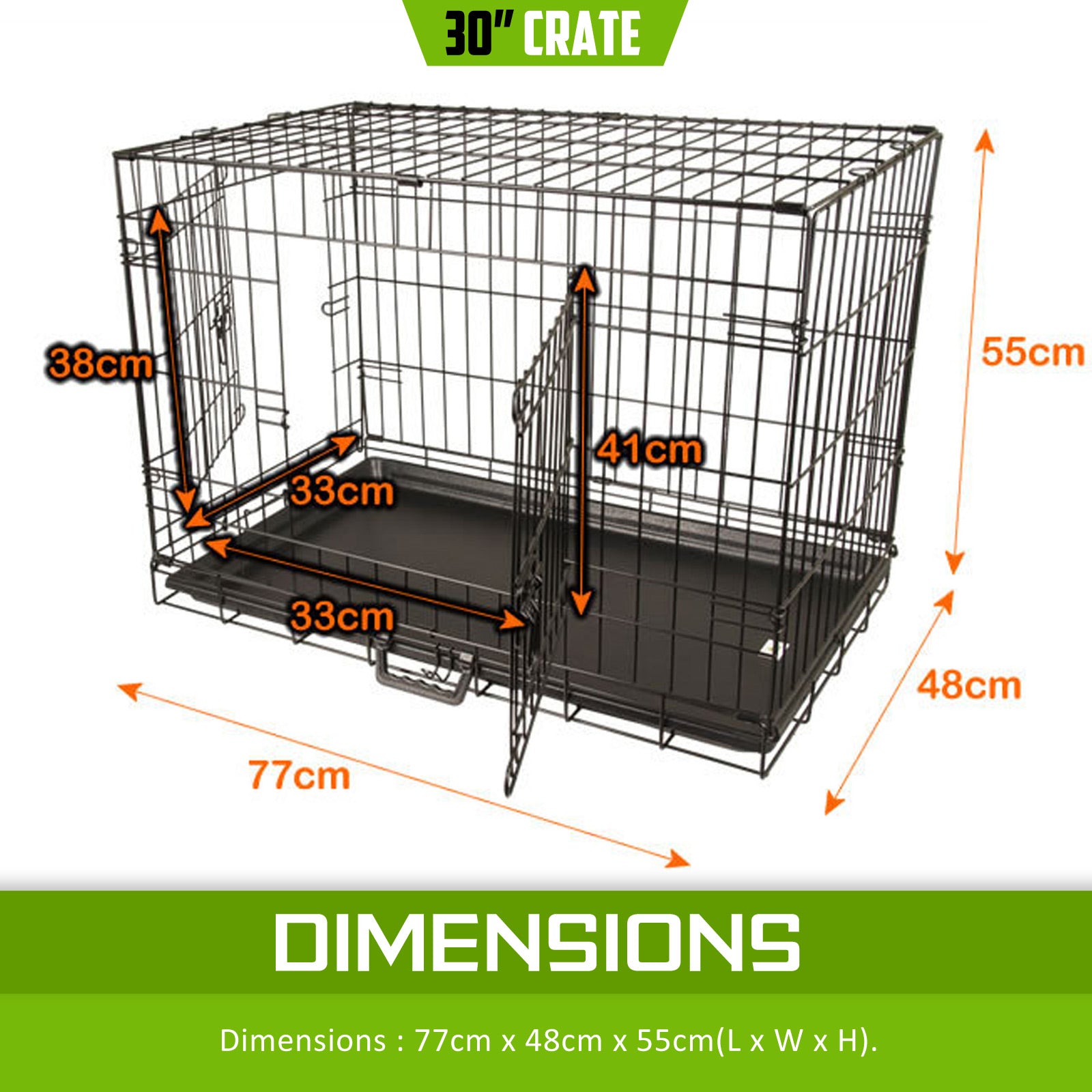 Dog Playpens & Gates: Wire Dog Cage Foldable Crate Kennel 30in with Tray