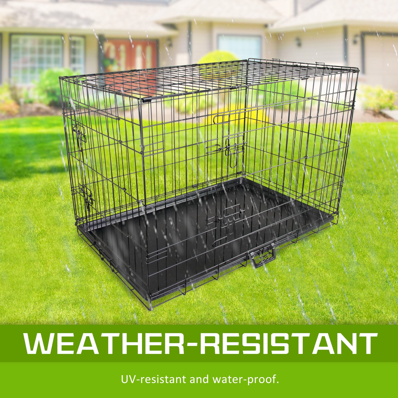 Dog Playpens & Gates: Wire Dog Cage Foldable Crate Kennel 36in with Tray