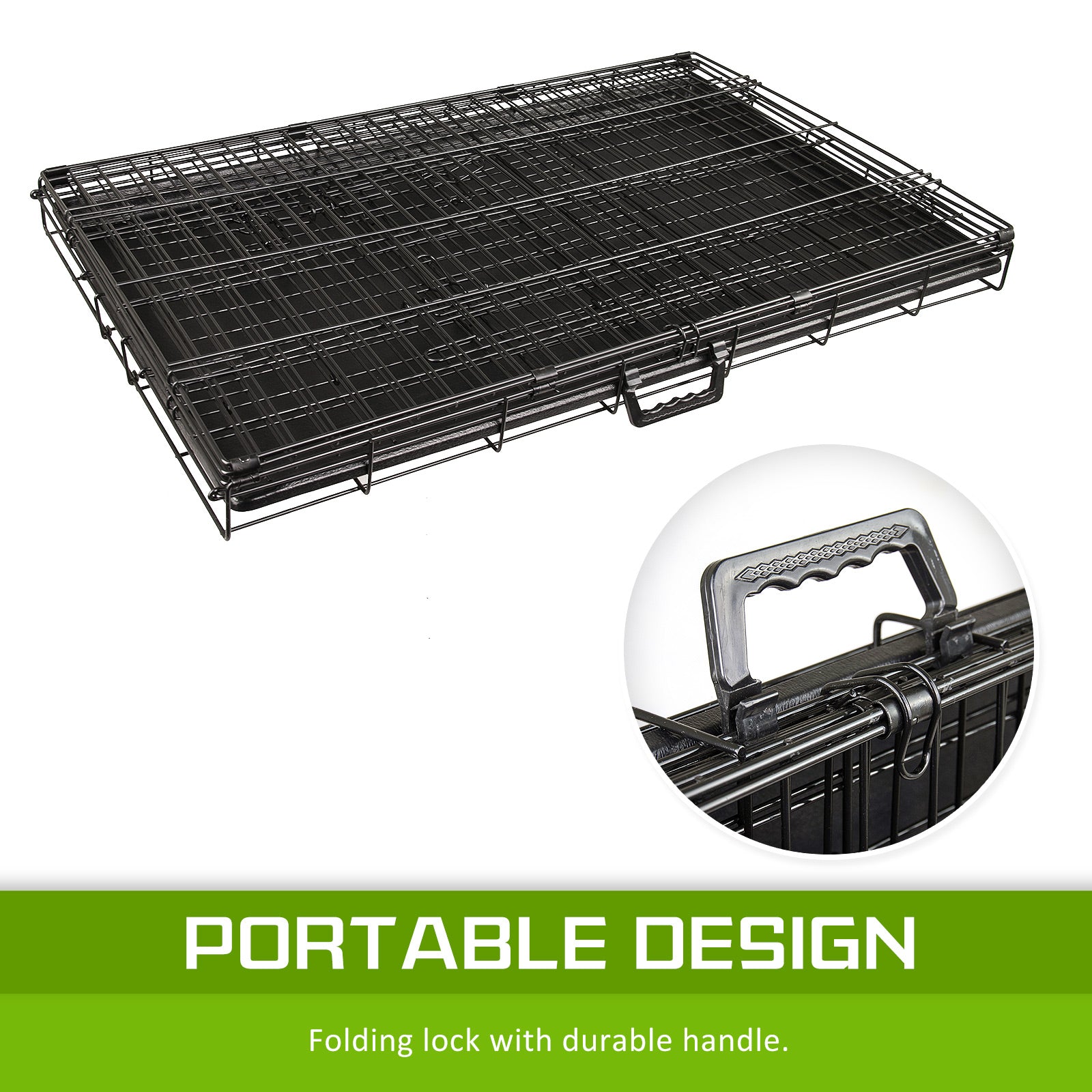 Dog Playpens & Gates: Wire Dog Cage Foldable Crate Kennel 36in with Tray