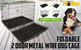 Dog Playpens & Gates: Wire Dog Cage Foldable Crate Kennel 42in with Tray