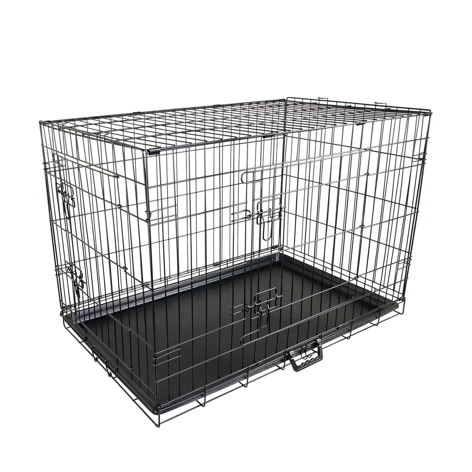 Dog Playpens & Gates: Wire Dog Cage Foldable Crate Kennel 48in with Tray