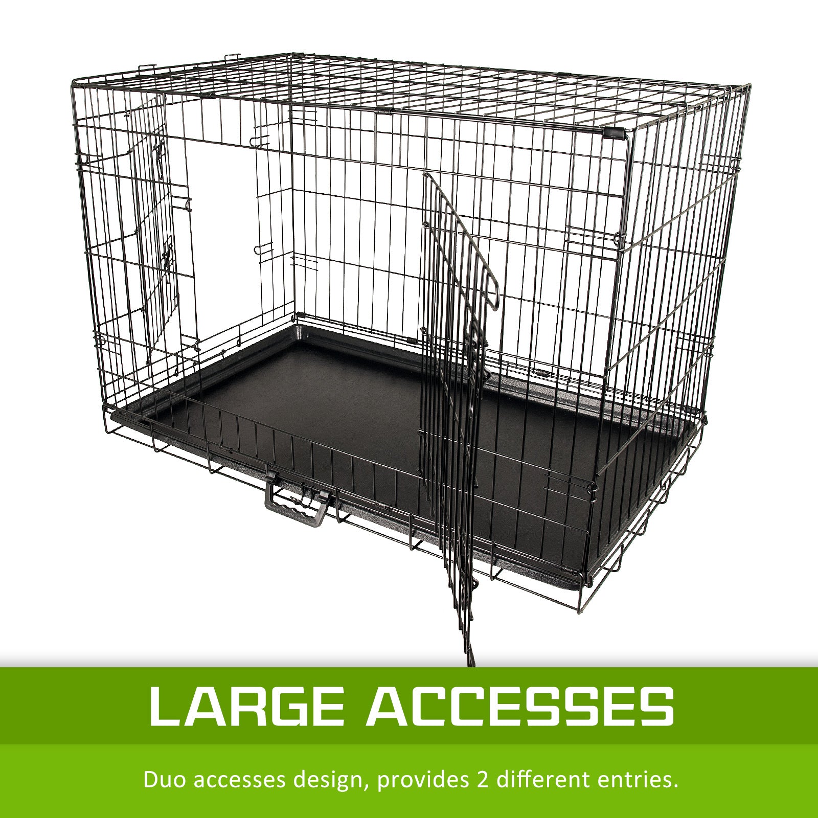 Dog Playpens & Gates: Wire Dog Cage Foldable Crate Kennel 48in with Tray