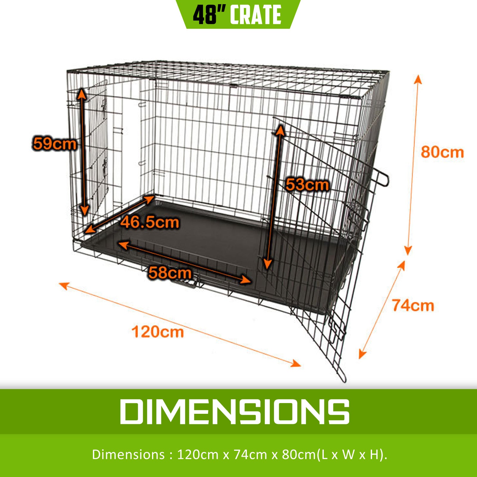 Dog Playpens & Gates: Wire Dog Cage Foldable Crate Kennel 48in with Tray