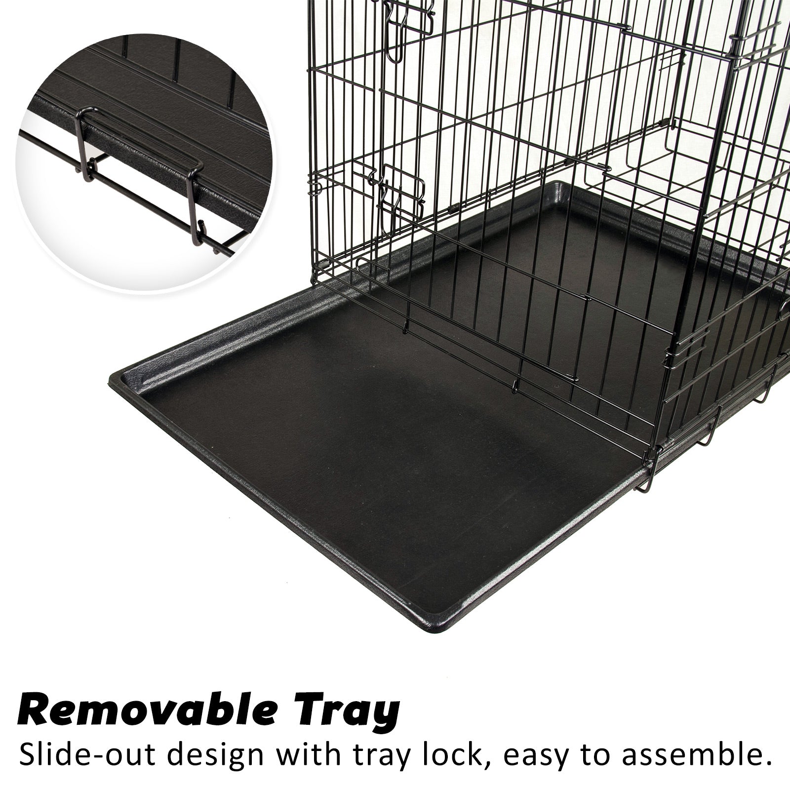 Dog Playpens & Gates: Wire Dog Cage Foldable Crate Kennel 42in with Tray + Cushion Mat Combo