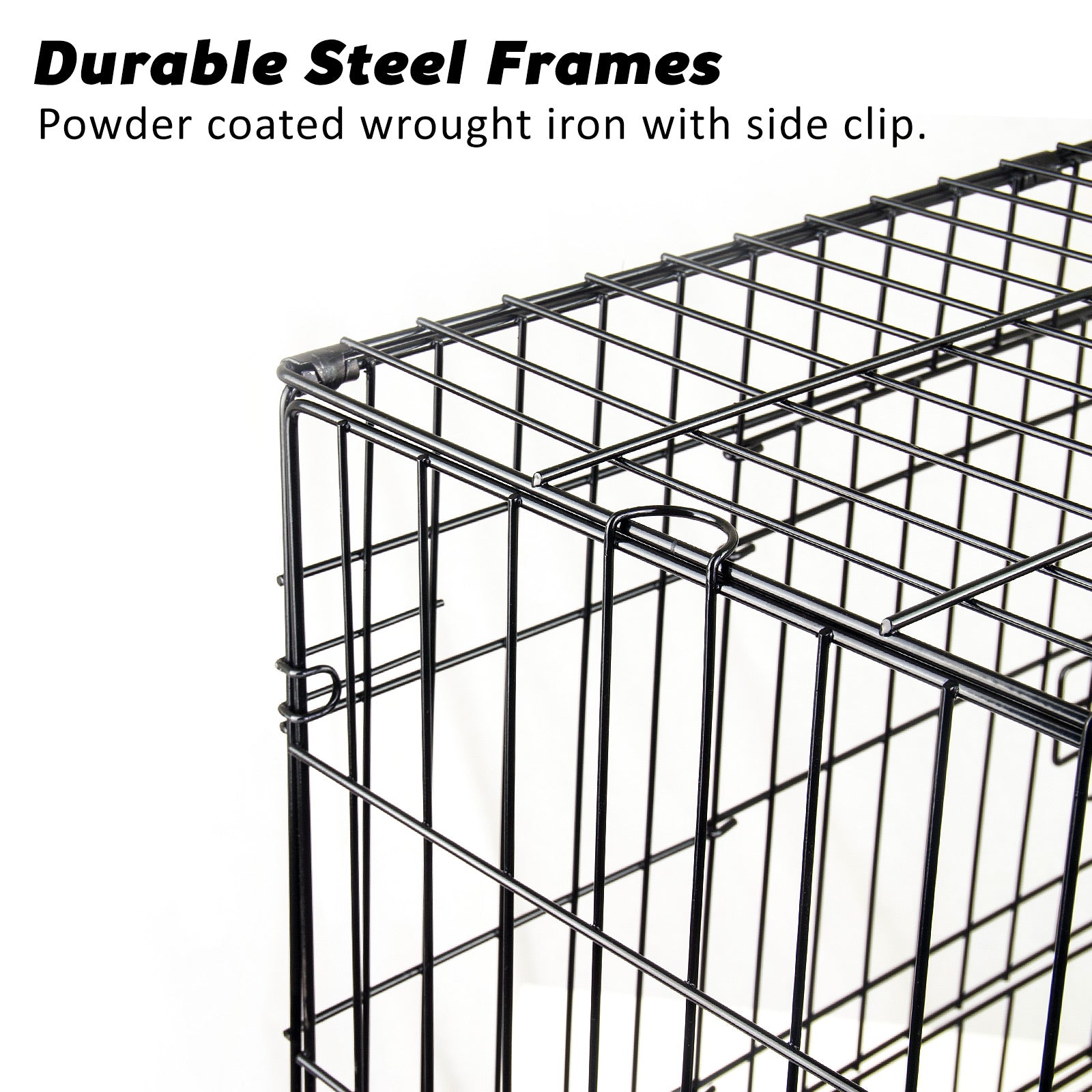 Dog Playpens & Gates: Wire Dog Cage Foldable Crate Kennel 48in with Tray + Cushion Mat Combo