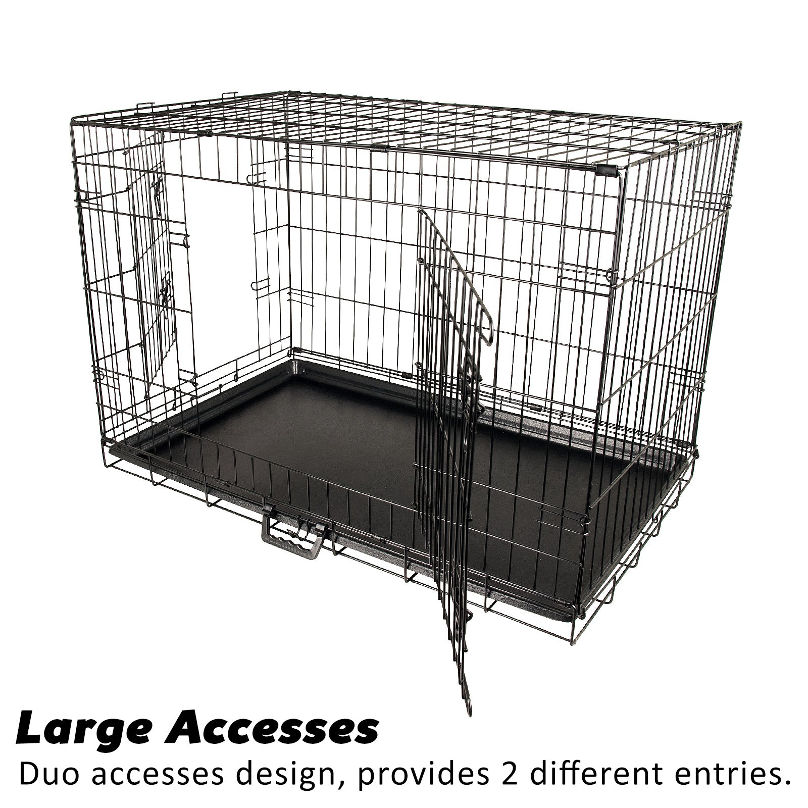 Dog Playpens & Gates: Wire Dog Cage Foldable Crate Kennel 48in with Tray + Cushion Mat Combo