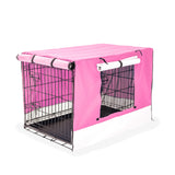 Dog Playpens & Gates: Wire Dog Cage Foldable Crate Kennel 30in with Tray + PINK Cover Combo