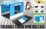 Dog Playpens & Gates: Wire Dog Cage Foldable Crate Kennel 36in with Tray + BLUE Cover Combo