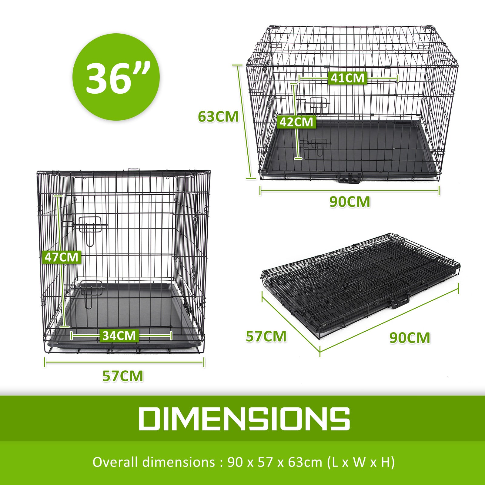 Dog Playpens & Gates: Wire Dog Cage Foldable Crate Kennel 36in with Tray + BLUE Cover Combo