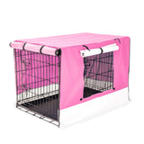 Dog Playpens & Gates: Wire Dog Cage Foldable Crate Kennel 42in with Tray + PINK Cover Combo