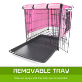 Dog Playpens & Gates: Wire Dog Cage Foldable Crate Kennel 42in with Tray + PINK Cover Combo