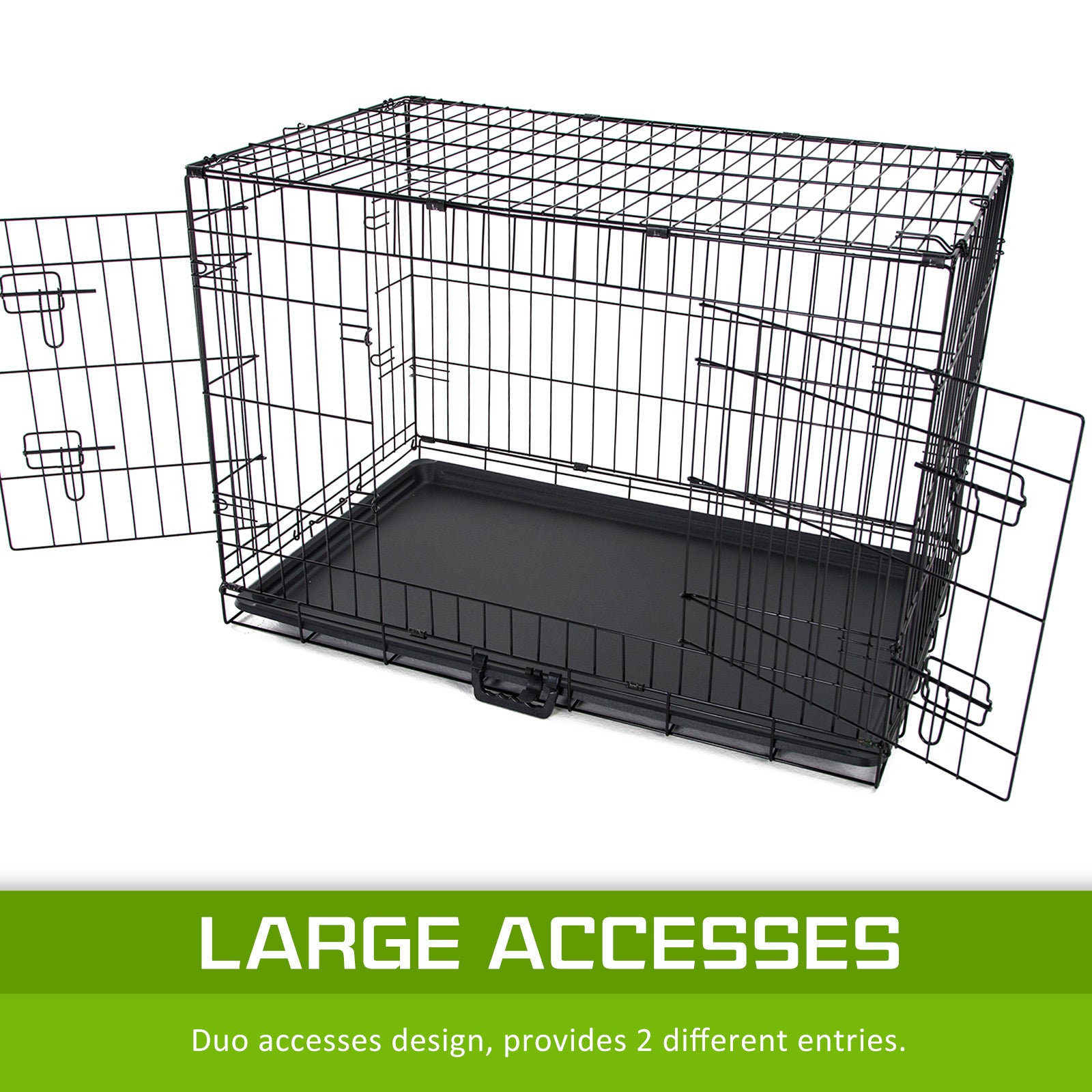 Dog Playpens & Gates: Wire Dog Cage Foldable Crate Kennel 42in with Tray + PINK Cover Combo