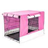 Dog Playpens & Gates: Wire Dog Cage Foldable Crate Kennel 48in with Tray + PINK Cover Combo