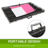 Dog Playpens & Gates: Wire Dog Cage Foldable Crate Kennel 48in with Tray + PINK Cover Combo