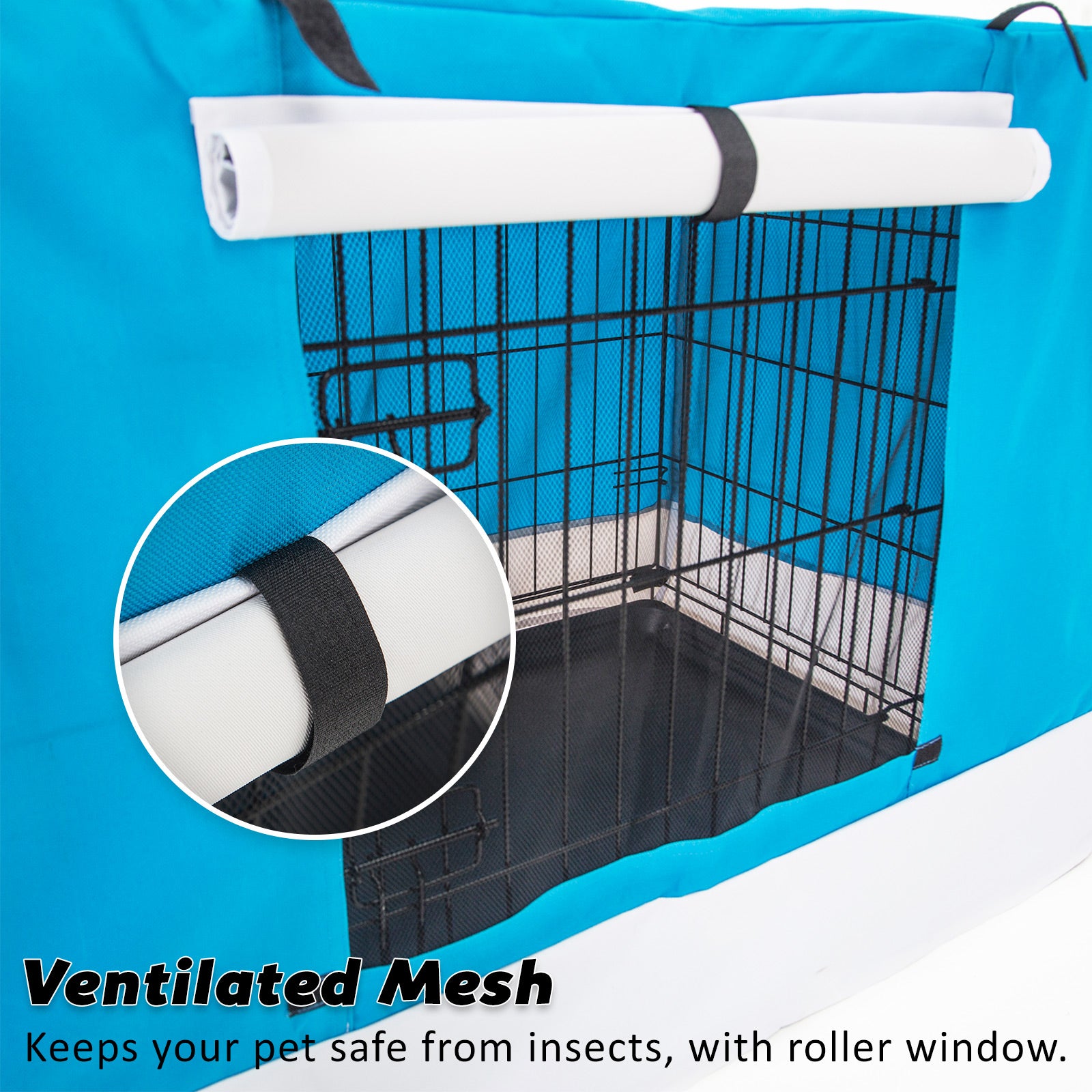 Dog Playpens & Gates: Wire Dog Cage Crate 24in with Tray + Cushion Mat + BLUE Cover Combo