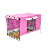 Dog Playpens & Gates: Wire Dog Cage Crate 30in with Tray + Cushion Mat + PINK Cover Combo