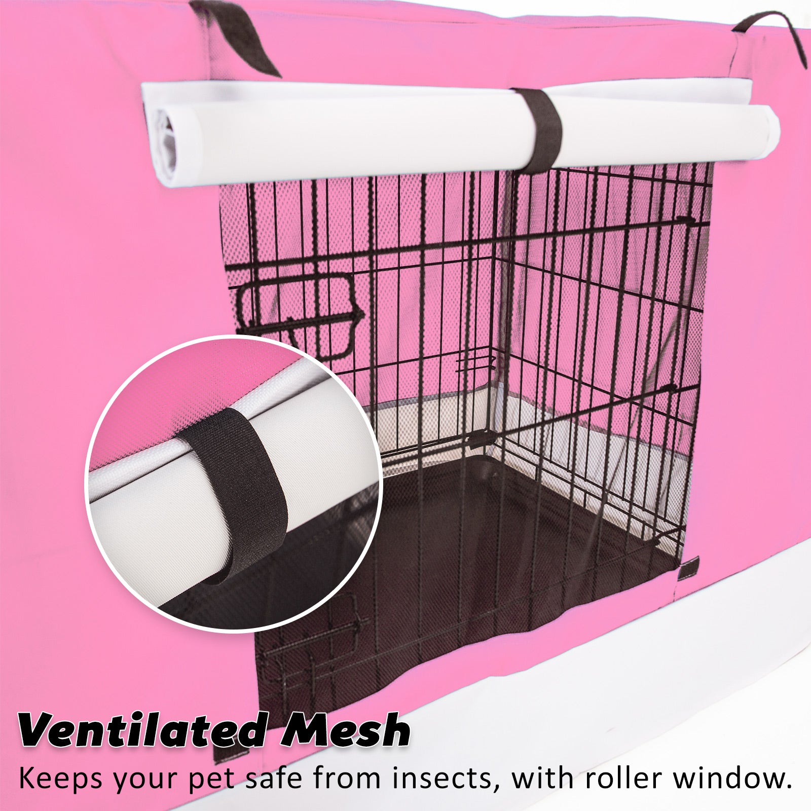 Dog Playpens & Gates: Wire Dog Cage Crate 36in with Tray + Cushion Mat + PINK Cover Combo
