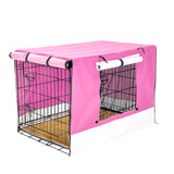 Dog Playpens & Gates: Wire Dog Cage Crate 42in with Tray + Cushion Mat + PINK Cover Combo