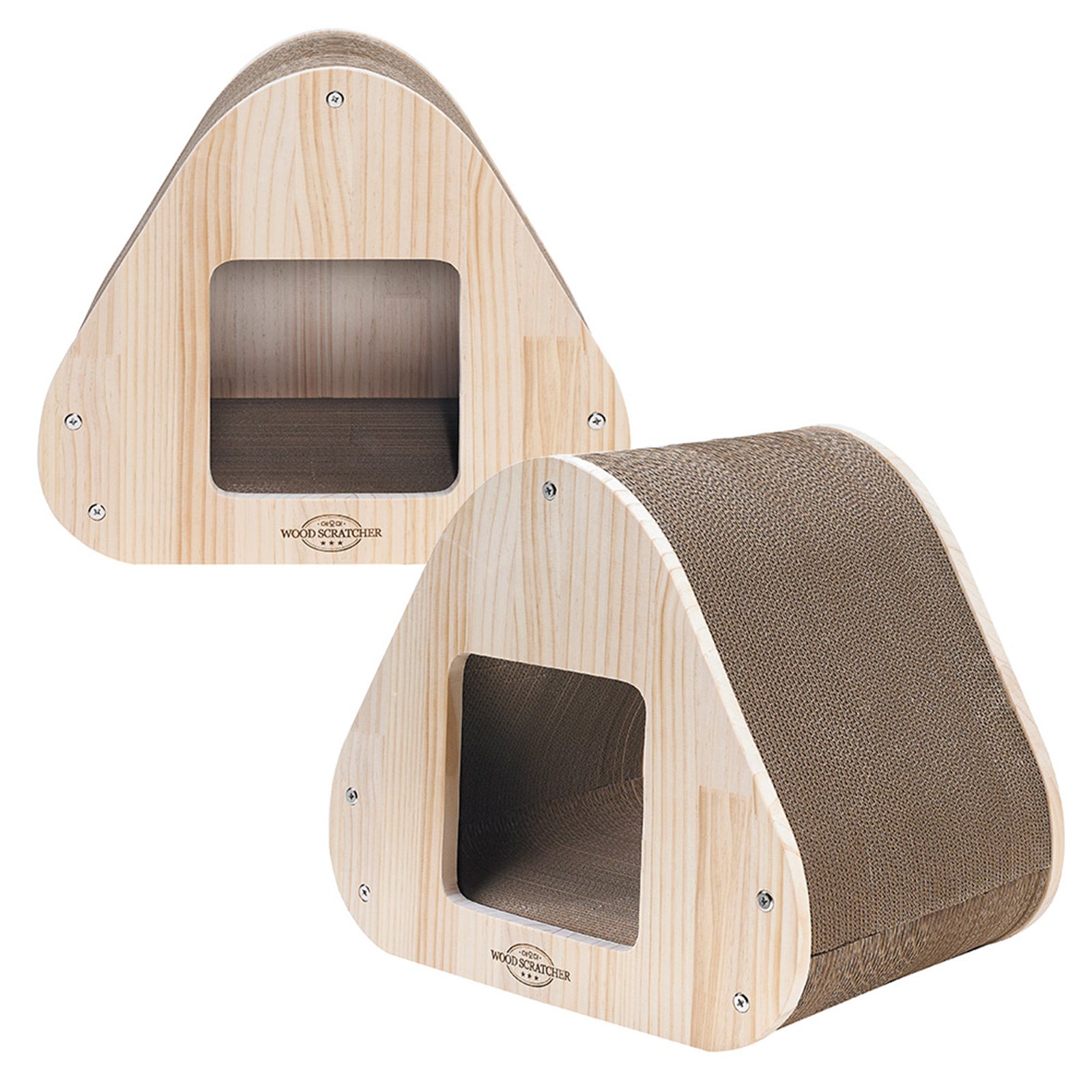 Cat Scratchers: Yaomi Wood Triangle Cat Scratcher Sofa Pet Bed