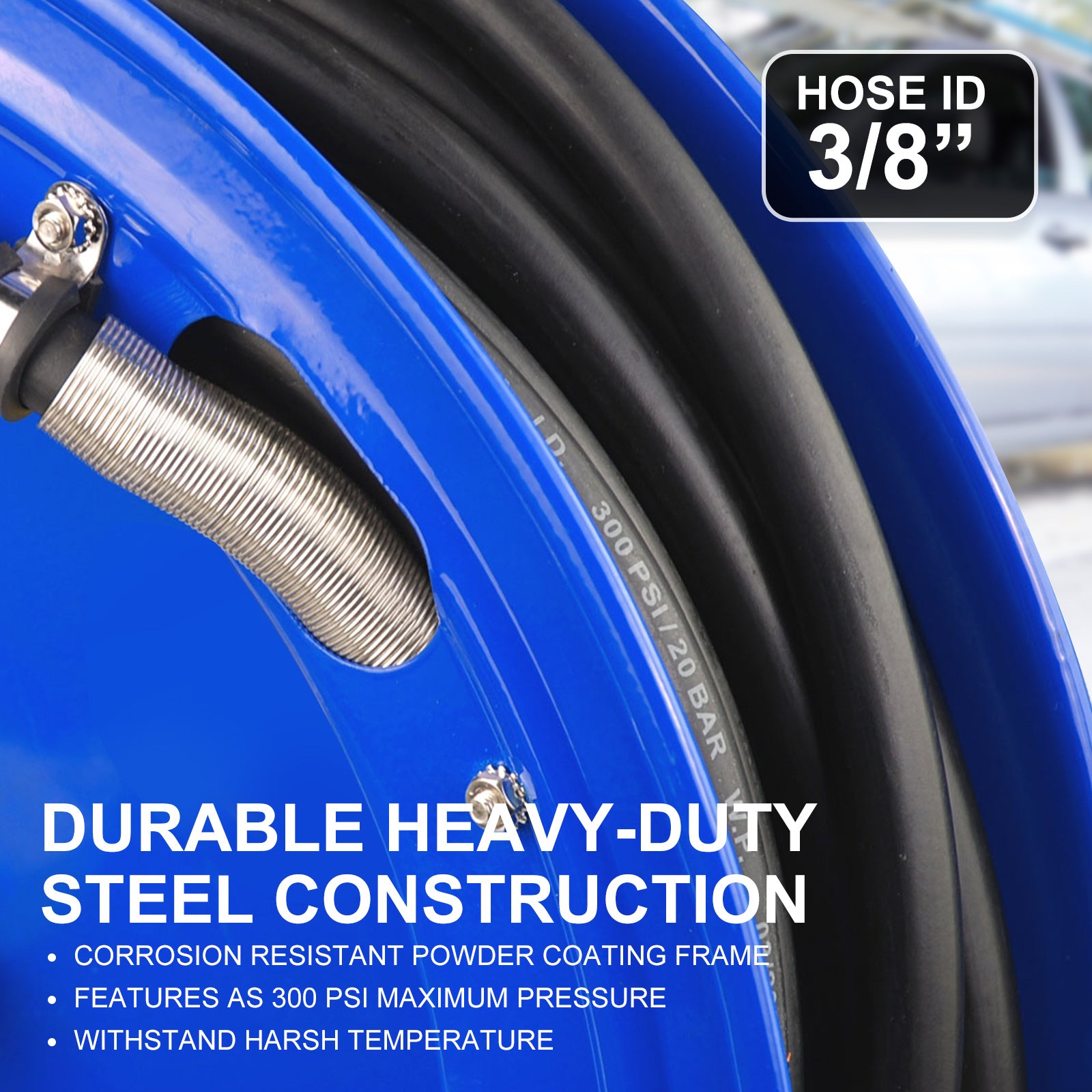 Air Compressors Accessories: Air Hose Retractable Rewind Reel Automotive Industrial 15m
