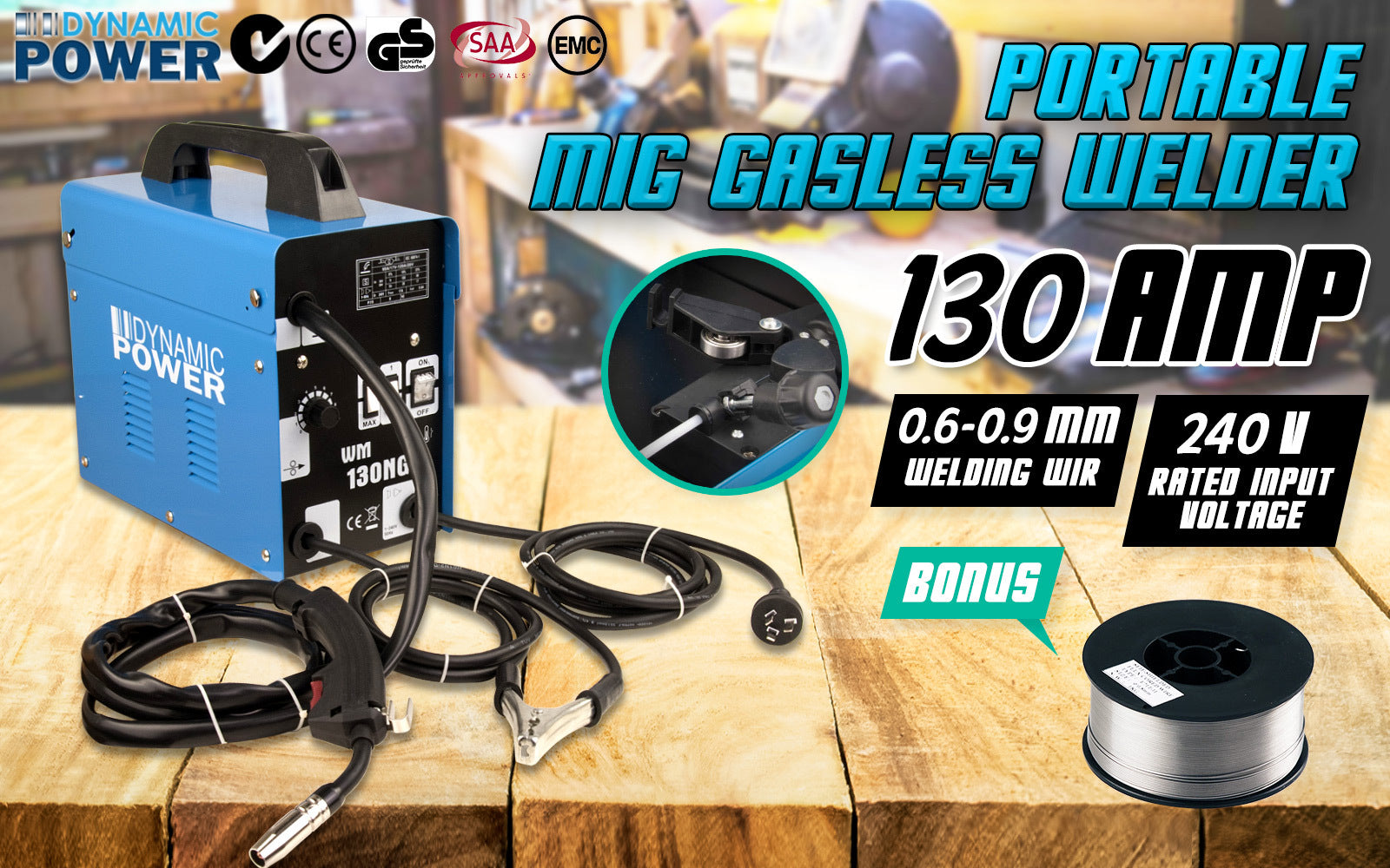 Welding Guns & Plasma Cutters: MIG Gasless Welder + Wire Portable Welding Machine 130Amp