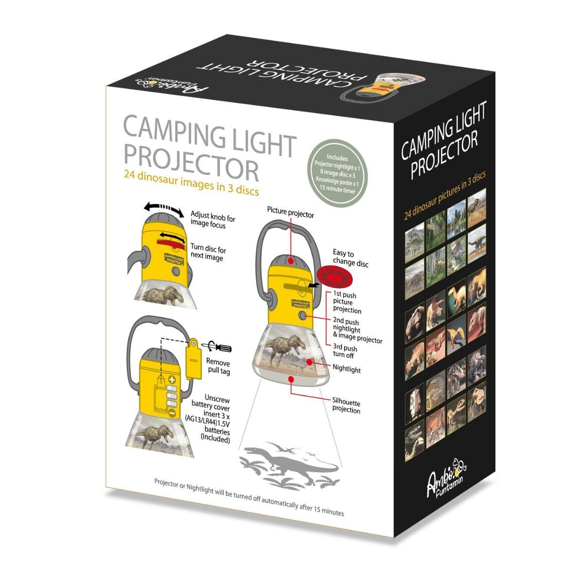 Activity Toys: Dinosaur Mini Night Light Camping Projector - Lantern Torch Kids Learning Toy